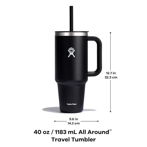 Hydro Flask Travel Tumbler with Handle, Lid and Straw - Insulated Stainless Steel in 40 Oz Trillium thumbnail 3