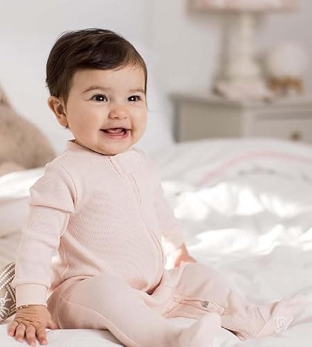 Burt's Bees Baby Girls' Organic Cotton, Sleep and Play Footed Pajamas | Easy zip front PJs feature a 2-way zipper to ensure newborns have a restful nights sleep thumbnail 5