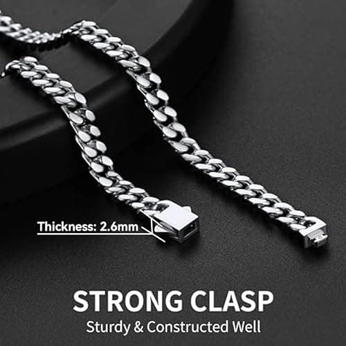 ChainsHouse Stainless Steel Mens Cuban Link Chain, Black/ 18K Gold Plated Miami Cuban Chain Necklace, 5mm/7mm/9mm/12mm/14mm Width, No Tarnish& Durable Hip Hop Mens Jewelry, 18"-30", Send Gift Box thumbnail 3