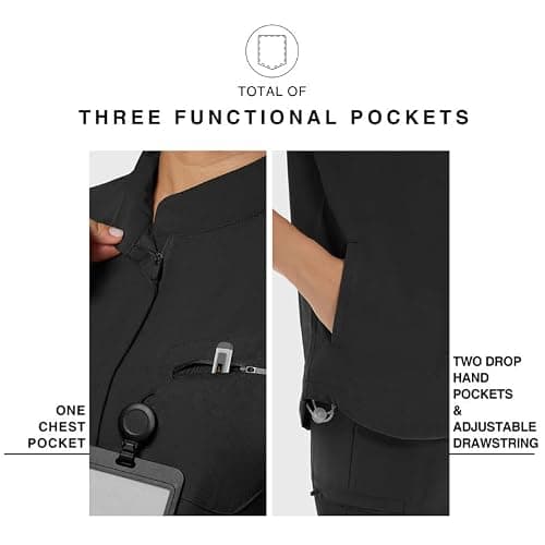 Kitmaz Medical Scrub Tops for Women - Soft Stretch Mandarin Collar Oversized Fit Scrub Shirts with 3 Pockets thumbnail 3