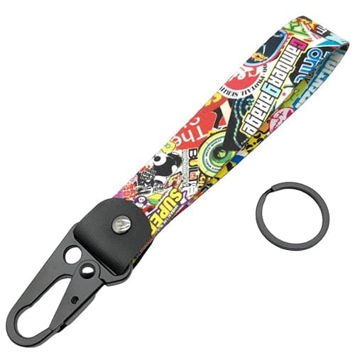 IUUBXKEH 1pc JDM Style Colorful Graffiti DOMO Keytag Keychain - ID & Work Badge Keyring for Car SUV Truck Motorcycle and GYM thumbnail 2