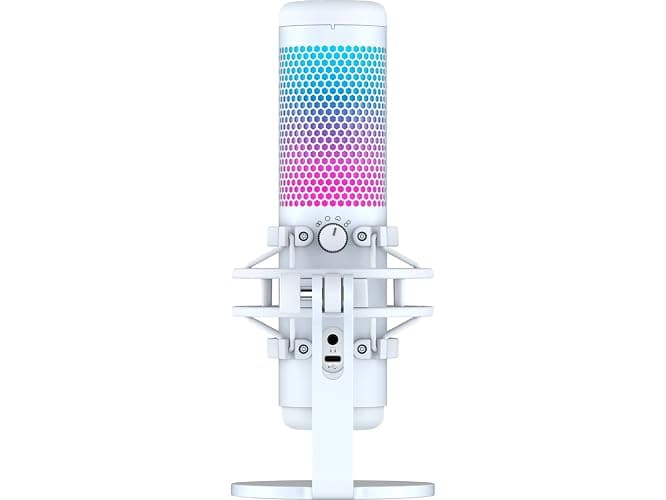 HyperX QuadCast S – RGB USB Condenser Microphone for PC, PS5, Mac, Anti-Vibration Shock Mount, 4 Polar Patterns, Pop Filter, Gain Control, Gaming, Streaming, Podcasts, Twitch, YouTube, Discord – White - White - QuadCast S White - Microphone thumbnail 4