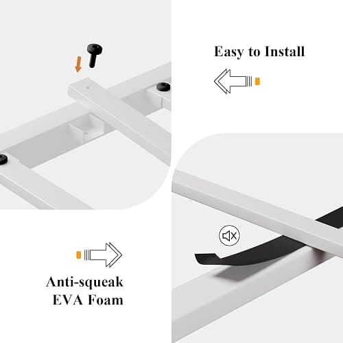LoVinson Queen Bed Frame, Metal Platform Bed with Butterfly Pattern Design Headboard & Footboard, Heavy Duty Metal Slats, Easy Assembly, No Box Spring Needed, White thumbnail 8