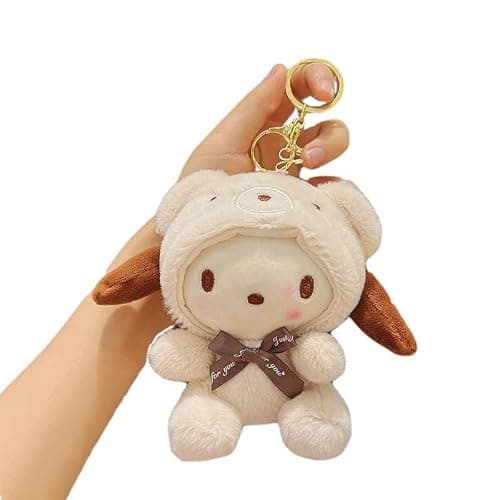 Cartoon Bag Charms Cute Plush Keychain for Women Girls, 5" Soft Backpack Key Chain Cute Stuffed Animals Bag Keychain - Image 1