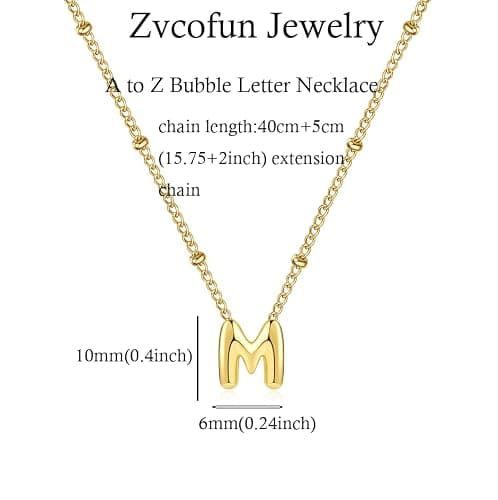 zvcofun Bubble Letter Necklace Gold, Dainty Initial Necklaces for Women 14K Gold Plated Small A to Z Name Necklace Personalized Simple Initial Pendant Cute Choker Necklaces for Women Trendy Jewelry thumbnail 6