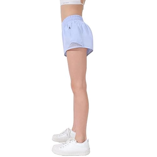Aurefin Girls Athletic Shorts, Lightweight Running Shorts for Teen Girls Kids Sports Active Short with Zip Pocket and Elastic thumbnail 3