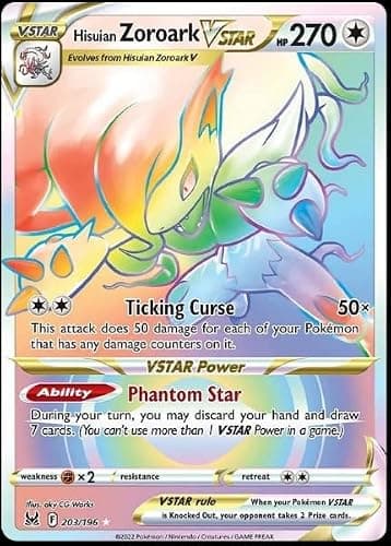 Pokemon - Hisuian Zoroark VStar 203/196 Lost Origin Secret Rainbow Rare Foil - Image 1