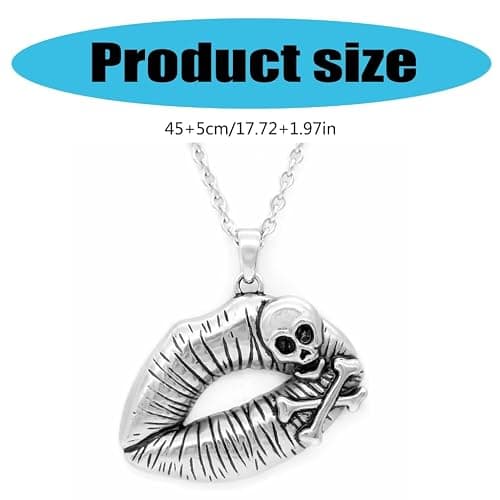 MONSHMU Skull Lips Necklace Alloy Necklace Seek Distinctive Styles Unique Designs Fashionable Accessory for Trendsetters Silver thumbnail 6