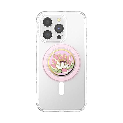 PopSockets Phone Grip for MagSafe with Kickstand, Magnetic Stand, Swappable Top, Secure Hold for iPhone MagSafe Cases, Phone & Tablet Grip - Enamel Water Lily thumbnail 3