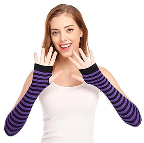 CENAST Women Long Fingerless Gloves Knitted Arm Warmers Thumbhole Stretchy Gloves thumbnail 4