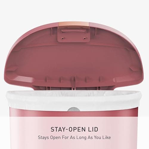 simplehuman Semi-Round Step Can, 50L / 13 Gallon Kitchen Trash Can, Studio Edition, Pet-Proof Slide Lock, 150,000-Step Pedal, Lid Shox® Silent Close, Blush Plastic thumbnail 6