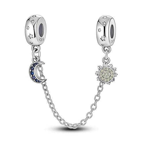 MULA 925 Sterling Silver Safety Chain for Charms Bracelets Dangle Pendants Beads Cute Cat Moon Flower Jewelry Charms for Women - Image 1