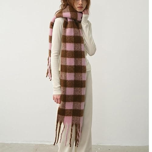 OUNIYA Large Chunky Plaid Scarf Checked Colorful Oversized Scarves Soft Big Cashmere Wool Thick Winter Warm Blanket Women thumbnail 2