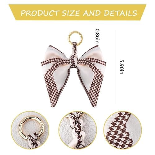 Ancnoz Silky Satin Bow Key Chain for Women Handbags Purse Bowknot Keychain for Ladies Bag Pendant thumbnail 5