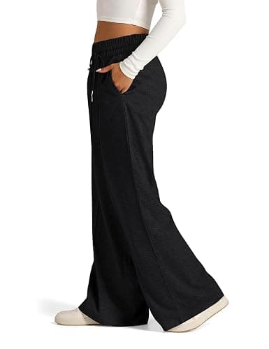 PEHMEA Women's Wide Leg Sweatpants High Waisted, Cozy Lounge Pants with Pockets Drawstring Loose Fit Casual Joggers thumbnail 3