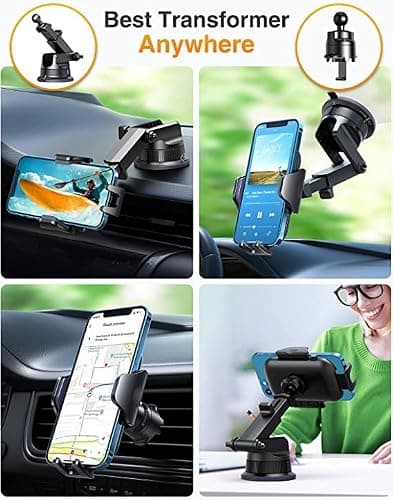 VANMASS [True Military-Grade] Car Phone Holder [Best Suction & Clip] Cell Phone Mount for Dashboard Windshield Vent Truck Cradle Dash Stand for iPhone 15 Pro Max 14 13 12 Android, White thumbnail 3