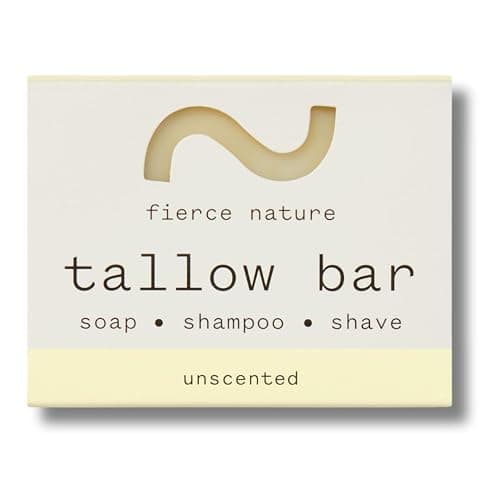 fierce nature Multi-Use Pure Tallow Bar | Organic & Natural Moisturising Bar for Face, Body, Hands & Hair | Non-Toxic Skincare Essential (Unscented) - Image 1