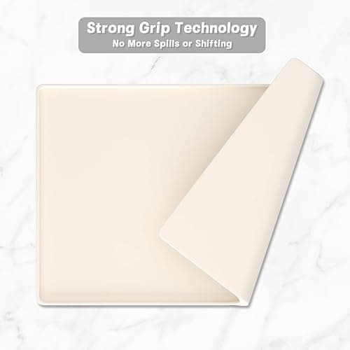 Rnivvi Silicone Coffee Mat, 12" x 19" Waterproof Raised Edge Coffee Bar Mats for Espresso Machine Station Accessories, Heat Resistant Dish Drying Pad for Kitchen Counter, Rubber Bar Decor Pad, Beige thumbnail 5