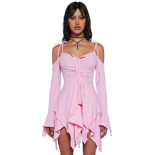 Dolls Kill F is for Fairies Handkerchief Dress by Current Mood Perfect for Fairycore Fashion - Large - Pink
