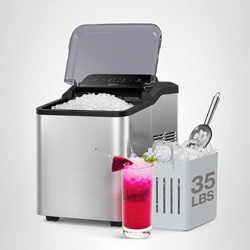 Typhur Fast Nugget Ice Maker Countertop with Self-Cleaning Pump, 35lbs/24H Crushed Pebble Ice Machine with Pellet Ice, 8 Packs Cleaner, Dual Ice Scoops for Home, Kitchen, Party, RV, Stainless Steel thumbnail 9