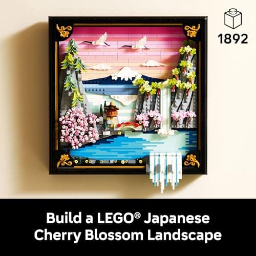 LEGO Art Japanese Cherry Blossom Landscape Building Set for Adults - Room Decoration & Gift for Women & Men, Ages 18+ - Framed Wall Decor, Stand or Hang to Display - 31218 thumbnail 2