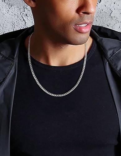 ChainsHouse Stainless Steel Cuban Link Chain Necklace for Men Women, Black/14K Gold Plated Flat Cuban Chain, 4mm/6mm/9mm/13mm Width Hip Hop Jewelry Mens Cuban Chain, 14"-30" Length-with Gift Box thumbnail 5