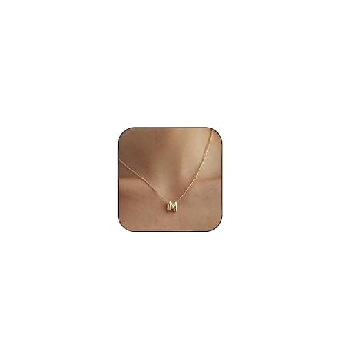 zvcofun Bubble Letter Necklace Gold, Dainty Initial Necklaces for Women 14K Gold Plated Small A to Z Name Necklace Personalized Simple Initial Pendant Cute Choker Necklaces for Women Trendy Jewelry thumbnail 2