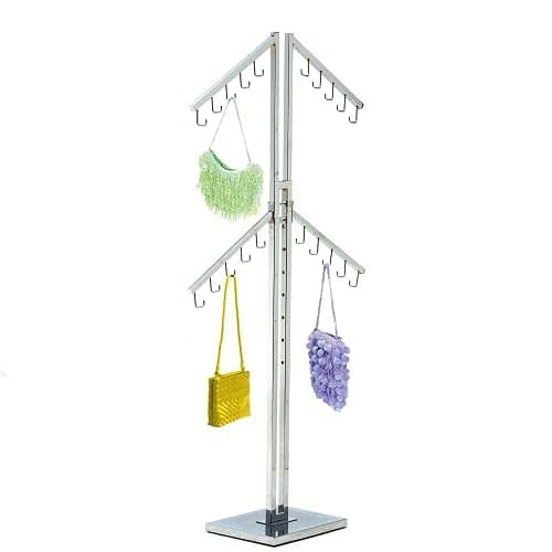 Only Hangers Four Arm Chrome Handbag Rack with Adjustable Height J-Hook Arms - Available in Black and Chrome (CHROME) - Image 1