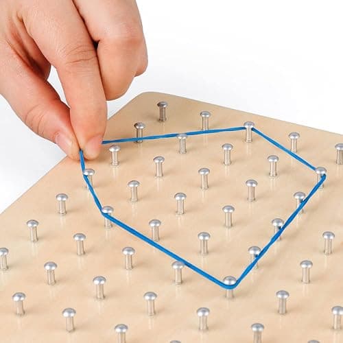 Coogam Wooden Geoboard Mathematical Manipulative Material Array Block Geo Board – Graphical Educational Toys with 30Pcs Pattern Cards and Latex Bands Shape STEM Puzzle Matrix 8x8 Brain Teaser for Kid thumbnail 6