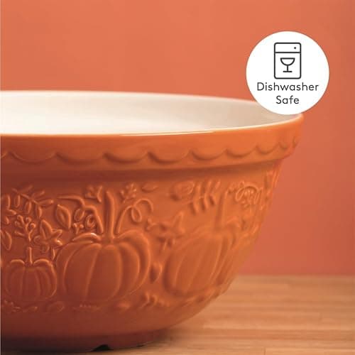 Mason Cash Harvest Pumpkin Mixing Bowl 4 Litre | Embossed Earthenware Baking Bowl Size 12 | Autumn Kitchen Prep Bowl for Dough, Cake Mix & Pastry | Dishwasher Safe thumbnail 6