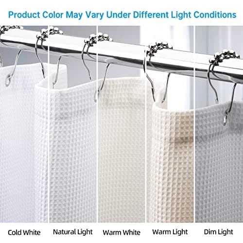 AmazerBath Extra Long Shower Curtains 84 Inches Tall, Waffle Shower Curtain White Heavy Duty, Extra Tall Shower Curtain Fabric, Hotel Quality Bathroom Shower Curtains, 72x84 Inches thumbnail 3