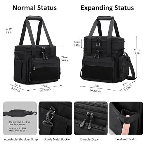 Gafetrey Tactical Lunch Box for Men, Insulated Lunch Bag Adult, Thermal Lunchbox Leakproof Waterproof Cooler Bag, Large Lunch Pail for Work Office Camping Travel (Black) thumbnail 2