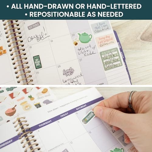 Bloom Daily Planners Rest is Self-Care Planner Sticker Pack - 8 Sheets / 490+ Stickers - Relaxation Themed Illustrations for Mental Health & Wellness - Journaling, Scrapbooking, Planning thumbnail 6
