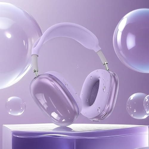 Silicone Case Cover for AirPods Max Headphones (2024/2020), Clear Soft TPU Ear Cups Cover/Ear Pad Case Cover/Headband Cover 3-in-1 Transparent Accessories Case Protector for Airpods Max(Purple) thumbnail 5
