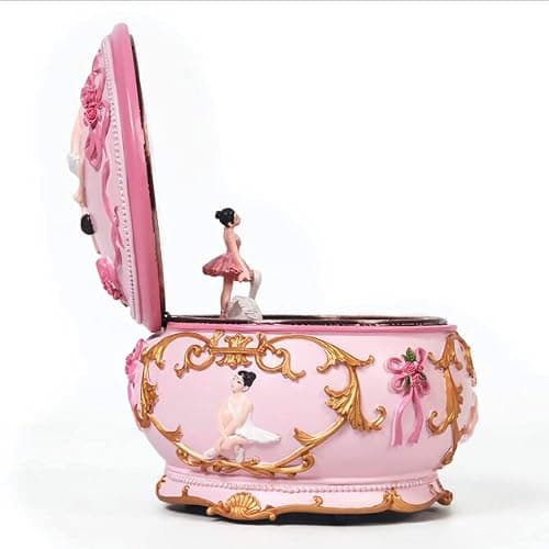 Singeek Classical Ballerina Music Box Collectible Mechanical Musical Box with Colorful Lights and Sankyo 18-Note Wind Up Signs of The Girl Heart Gift for Birthday Christmas(Swan Lake) thumbnail 3