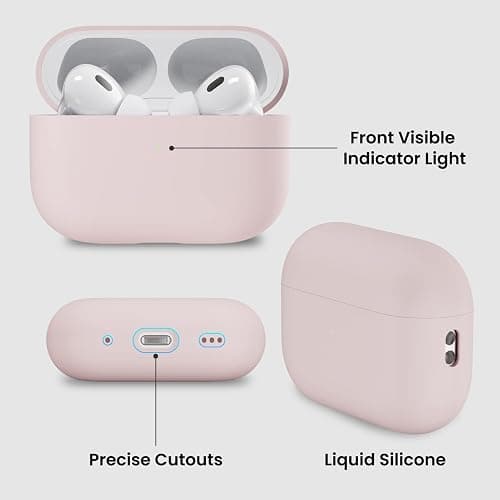 ORNARTO Compatible with AirPods Pro 2 Case 2022, Full Protective Hybrid Silicone for AirPods Pro 2nd Generation Case, Front LED Visible Skin Cover-Pink thumbnail 4