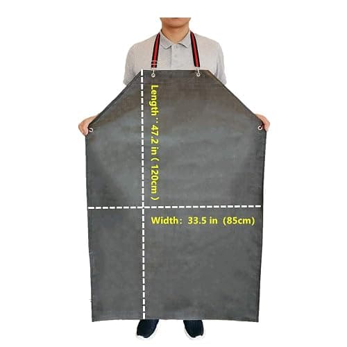 TonLing Thick Rubber Apron, 47.2 x 33.5 Inch Waterproof, Long Chemical Resistant, Adjustable for Dishwashing, Cleaning Fish, Gardening, Lab Work, Butcher and Dog Grooming, Grey thumbnail 5