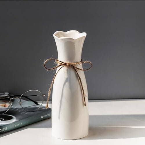 Boho Ceramic Vase with Rope, 8.2" H, Rustic Flower Vase Classic Style for Dried Flowers Fresh Flowers, Fit for Fireplace Bedroom Kitchen Living Room Centerpieces Office Desk thumbnail 5