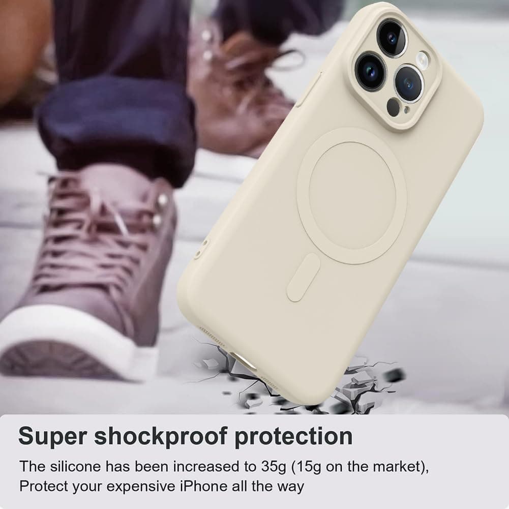 Compatible with Mag Safe Devices Magnetic Wireless Charging Phone Case Back Grippy Protective Frame Shockproof Silicone Cover with Camera Protection (Bloosom White, iPhone 14 Plus) thumbnail 3