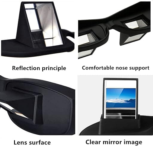 Valuu Lazy Glasses Bed Prism Glasses Spectacles Horizontal High Definition Glasses Prism Periscope Lie Down Eyeglasses for Reading and Watch TV in Bed Unisex thumbnail 6
