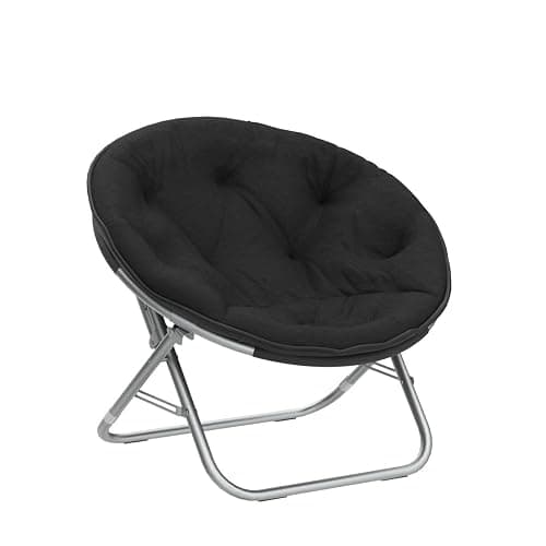 Urban Lifestyle Faux Fur Saucer Chair, One Size, Black - Image 1