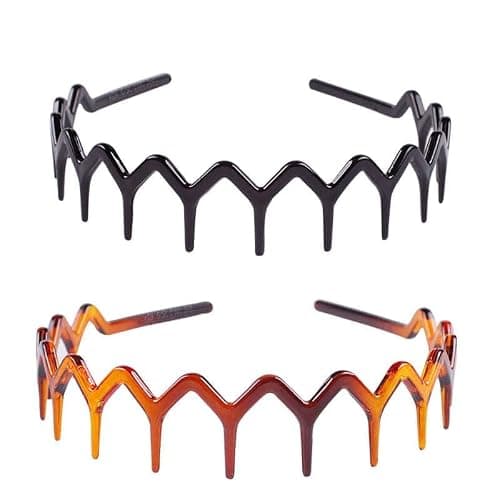 Galyacht 2 Pcs Zig zag Headband with Teeth Tooth Headband for Women Girls Plastic Wavy Hair Comb Zig Zag Black Plastic Tooth Hair Comb Accessories,Women's Fashion Headbands - Image 1
