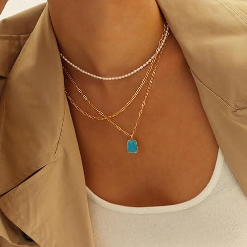 Pearl Necklace for Women and Girls, Handmade 14” Choker with Tiny White Freshwater Pearls, Silver Clasp, and 3” Adjustable Chain, Cute Trendy Layered Necklaces thumbnail 4