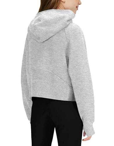 Girls' Hoodies Sweatshirts Half Zipper Pullover Crop Tops for Teen Girls Long Sleeve Sweater Thumb Hole thumbnail 2
