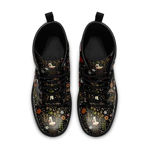 AWSOLE Fashion Ankle Boots For Men Women Floral Mushroom Star Trendy Lace Up Unisex Booties Combat Trendy Street Wear Boots thumbnail 4