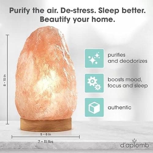 d'aplomb 100% Authentic Natural Himalayan Salt Lamp;Large Hand Carved Natural Chunk Pink Crystal Rock Salt from Himalayan Mountains; Dimmer Cord; 12 lbs thumbnail 4