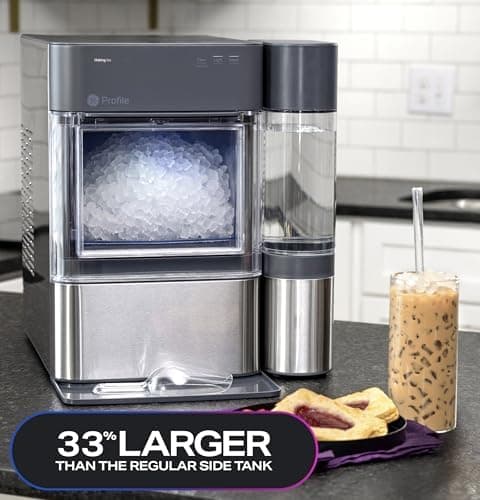 GE Profile Opal 2.0 XL with 1 Gallon Tank, Chewable Crunchable Countertop Nugget Ice Maker, Scoop included, 38 lbs in 24 hours, Pellet Ice Machine with WiFi & Smart Connected, Stainless Steel thumbnail 2
