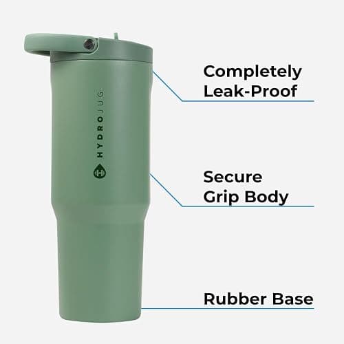 HydroJug Sport - Stainless Steel Tumbler with Straw, Vacuum Insulated, 32oz Leakproof Water Bottle, Ergonomic Design, Reusable, Dishwasher Safe, Rubber Base, Durable for Gym or Outdoors, Camo thumbnail 3