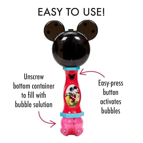 Little Kids Disney Mickey Mouse Light and Sound Musical Bubble Wand, Includes Bubble Solution, Multi (20511) thumbnail 3