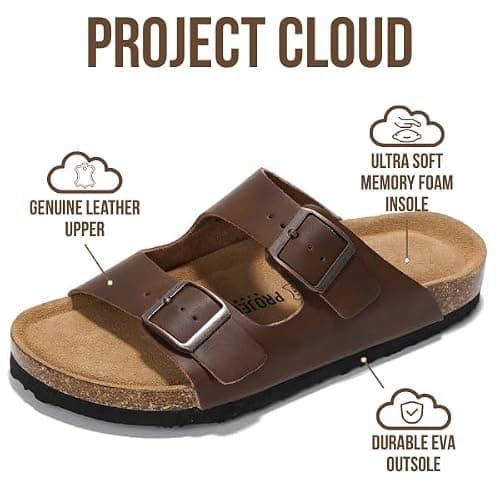 Project Cloud Genuine Leather Flat Sandals Women 2025 Beach Essentials Womens Sandals Memory Foam Vacation Essentials Slides for Women Footwear (Venita) thumbnail 3